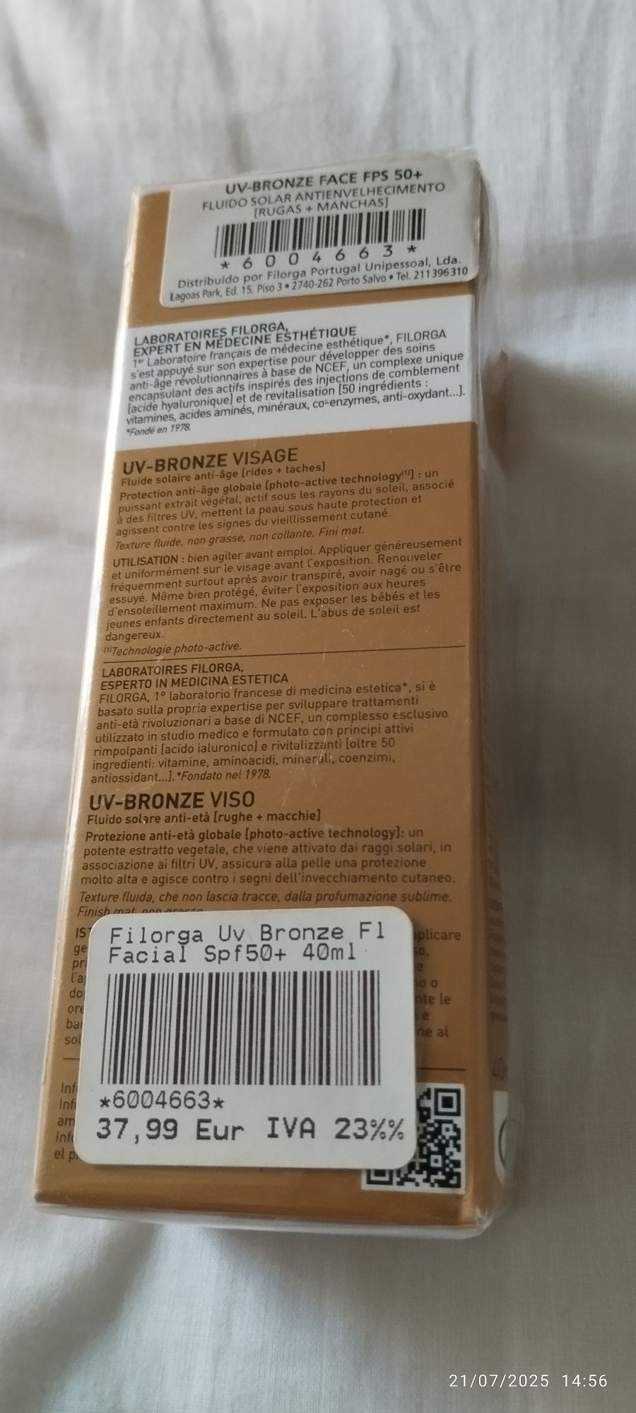 Protetor spf 50+ Filorga 40ml