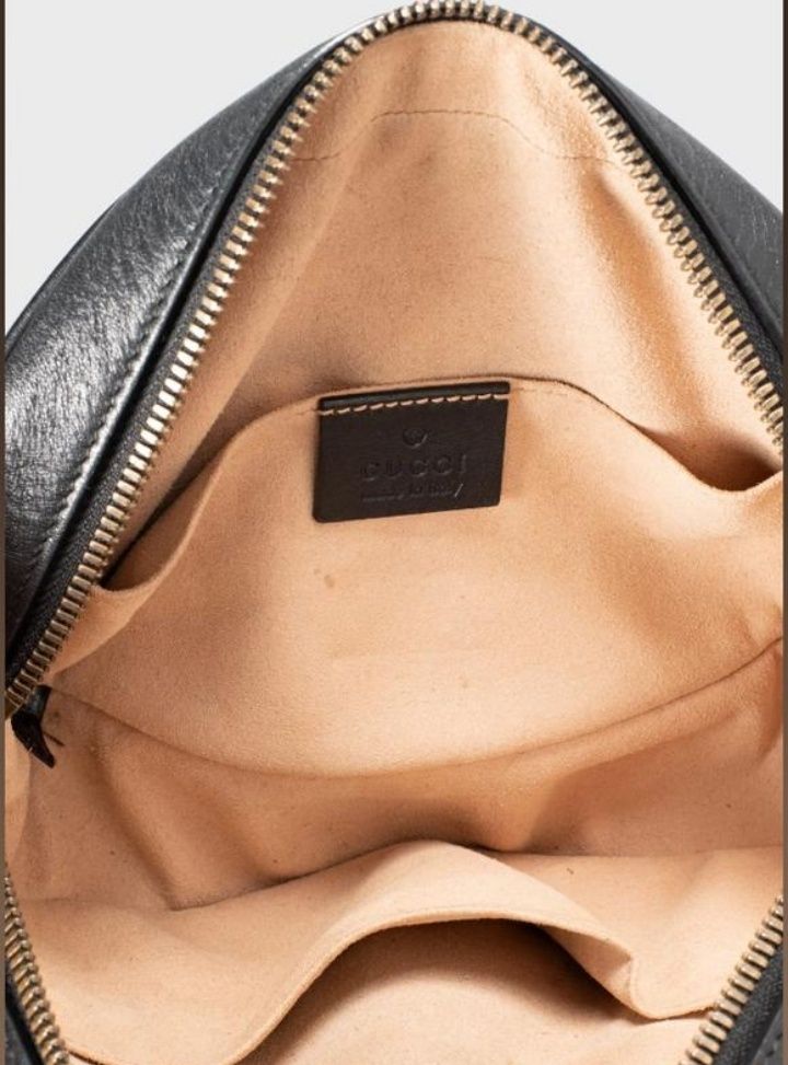 Поясная сумка black matelassé leather gg marmont
