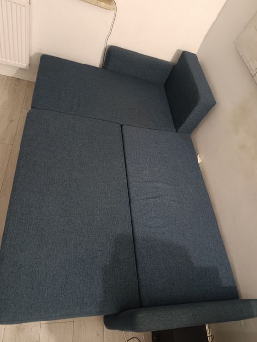 Łóżko kanapa narożnik sofa rozkładana z pojemnikiem poduszki