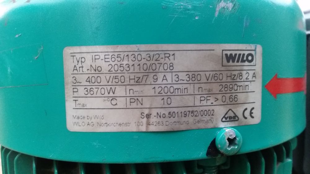 Pompa Obiegowa Wilo IP-E 65/130-3/2-R1 używana z gwarancją