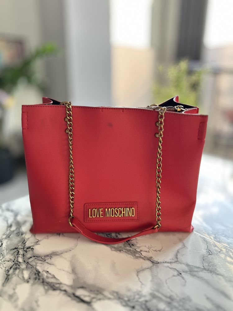 Torebka love moschino czerwona na ramię shopper bag