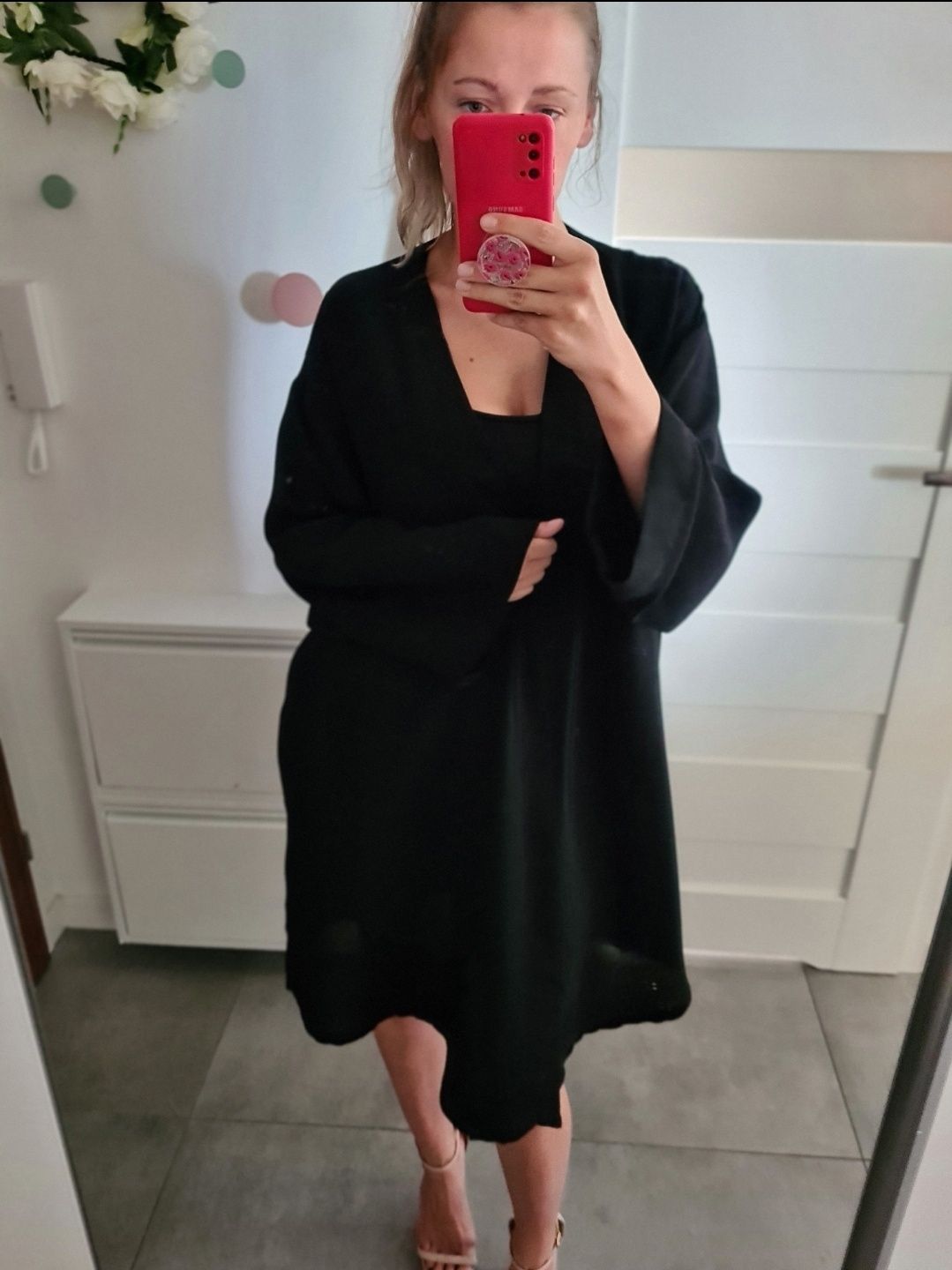 3xL 46 48 czarne kimono narzutka szlafrokowa