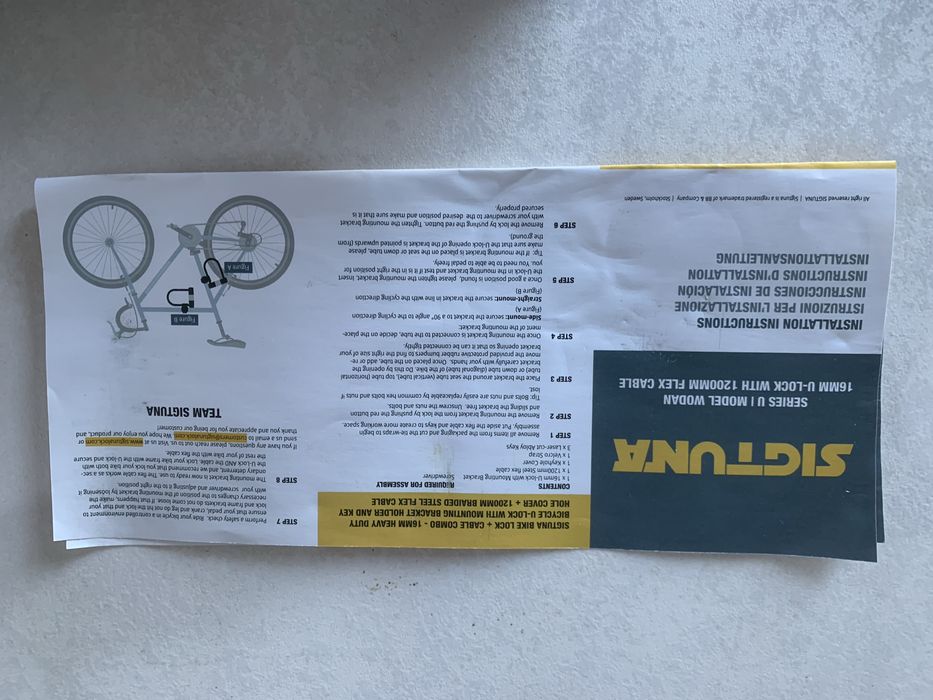 Cadeado “SIGTUNA”, Serie U / Modelo Wodan 16mm U-Lock com Flex Cable