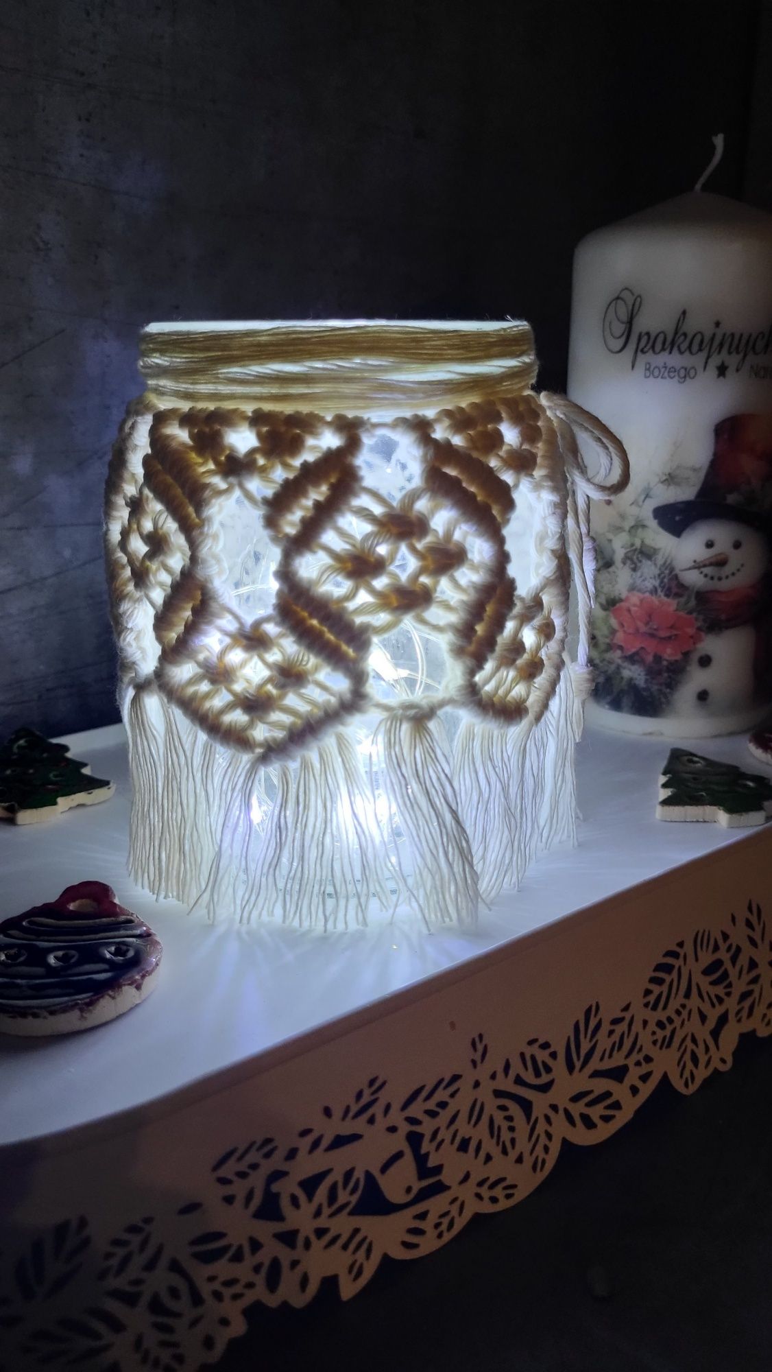 Lampion makramowy boho,