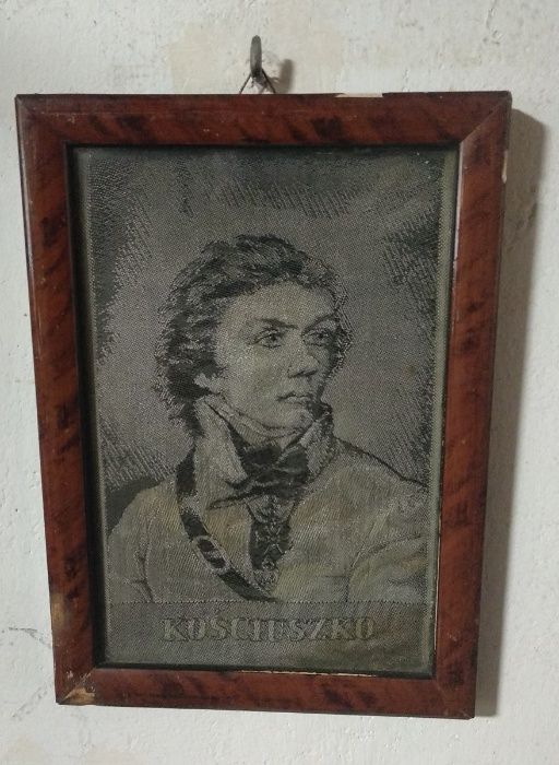 Antyk Kościuszko obrazek z materiału w drewnianej ramce