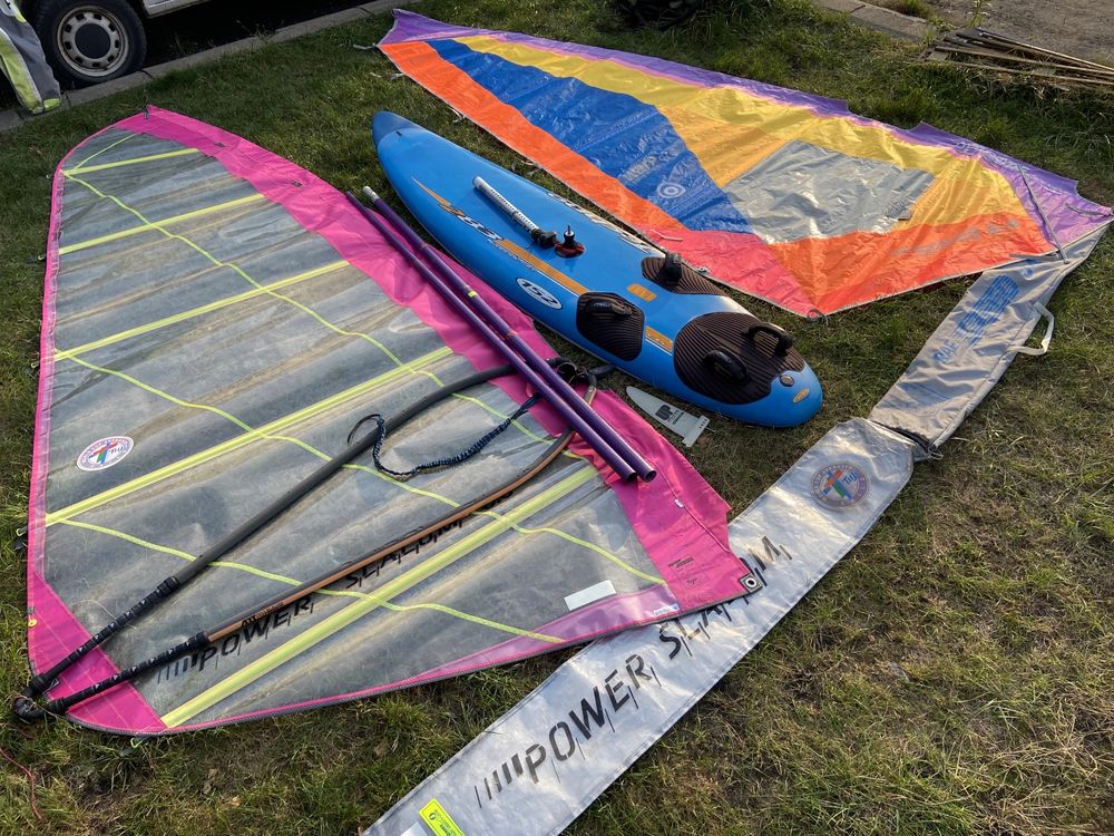 Deska windsurfingowa Big Techno 152 L kompletna zestaw z żaglami