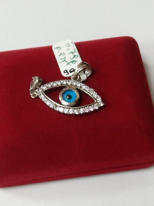 Srebrny wisiorek oko z cyrkoniami srebro 925