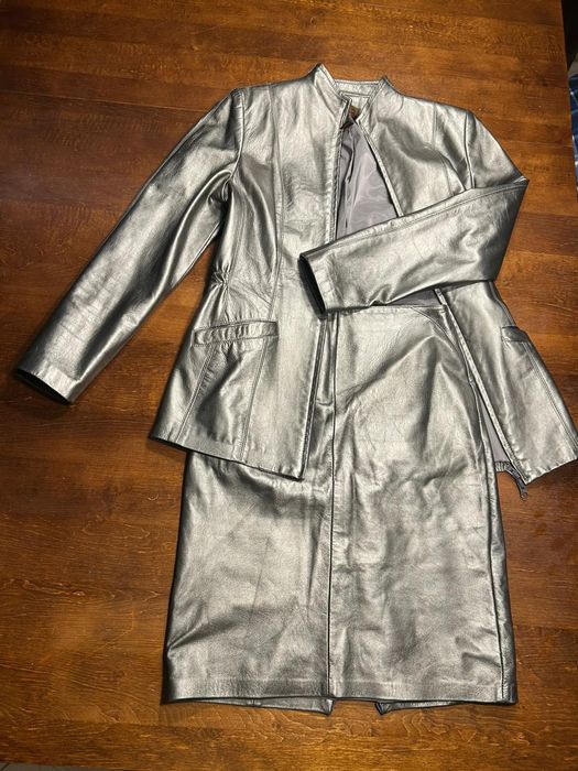 Komplet kurtka i spódnica skóra naturalna