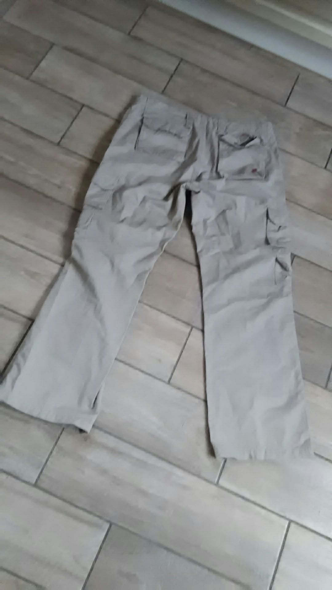 Porządne spodnie bawełniane męskie, beżowe pas max 96 cm reg. pasa, po