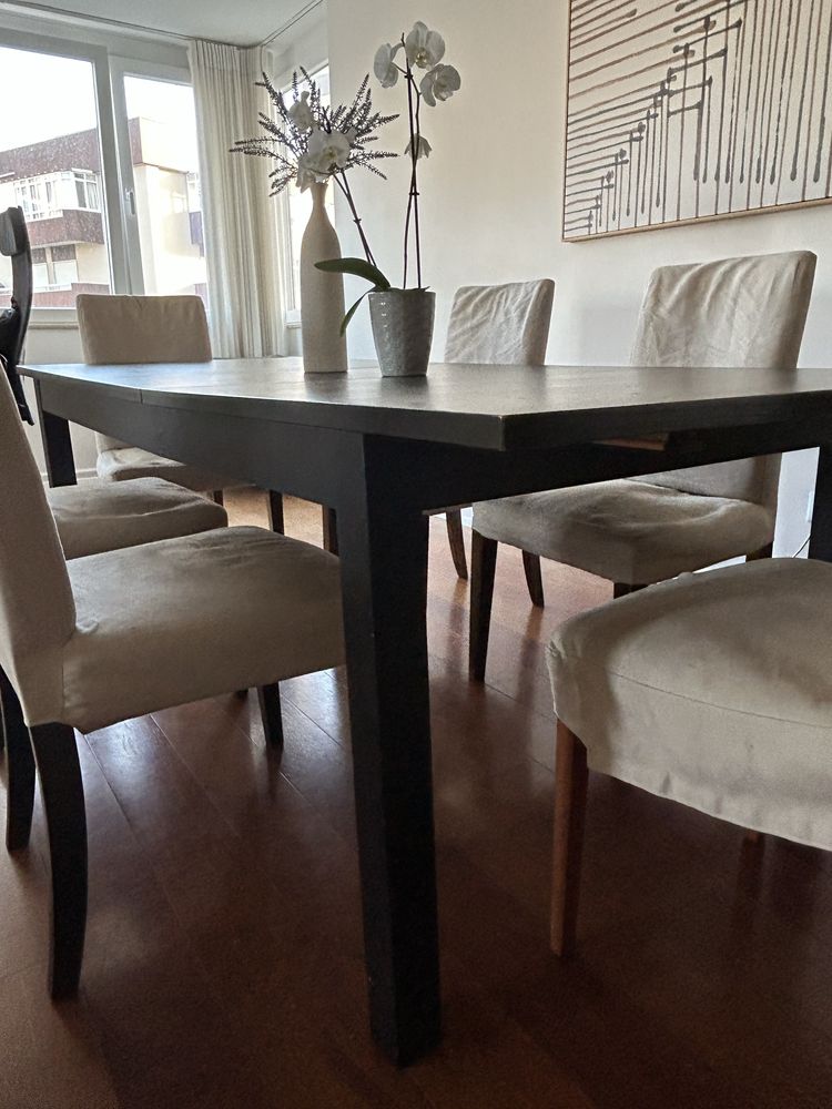 Conjunto Mesa Jantar em Preto - Modelo Bjursta + Cadeiras ( Ikea )