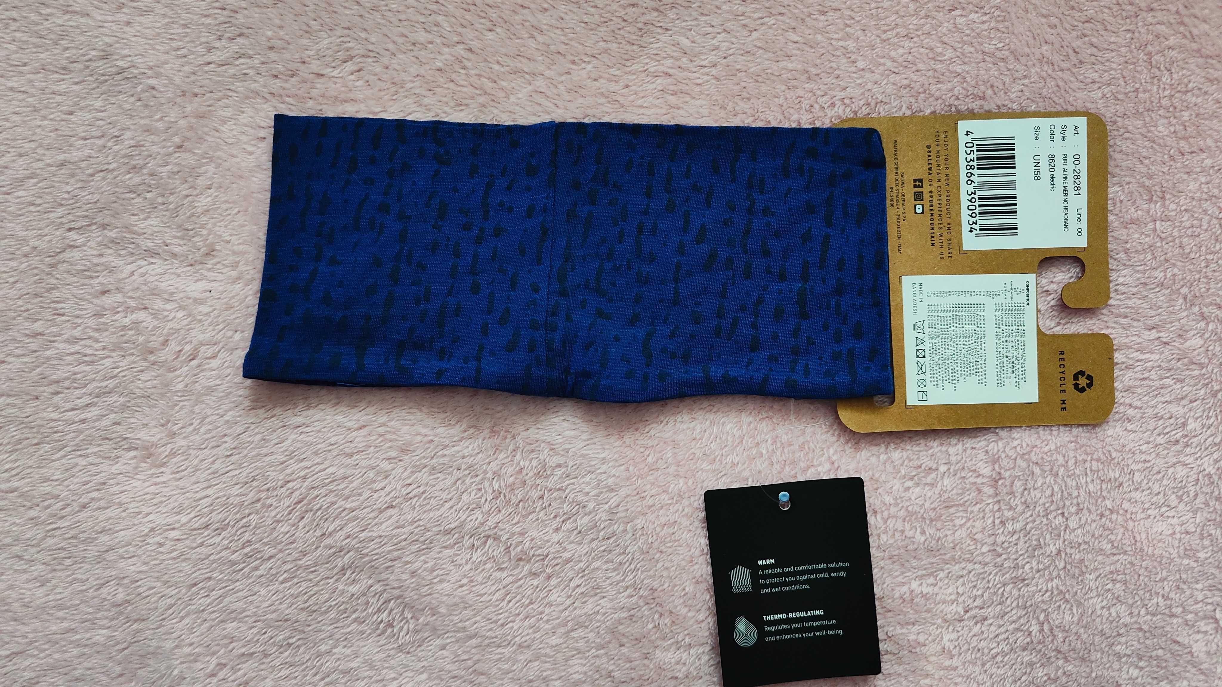 Salewa Merino Pure Alpine electric opaska Headband 58 cm wełna merino
