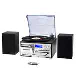 Gramofon Kaseta magnetofonowa Płyta CD USB Bluetooth Wieża z Radiem...