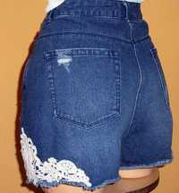 Szorty dżinsowe krótkie bawełniane z haftem marki Papaya Denim r.40