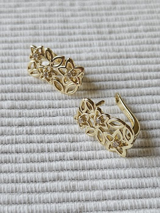 Kolczyki ażurowy ala Apart kwiatki z cyrkoniami