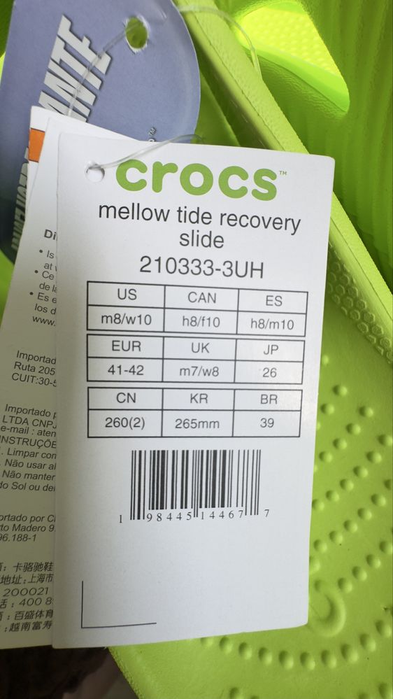 Крокси шльопанці Crocs Mellow Tide Recovery Slide Оригінал