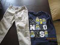 Spodnie chinos + koszulka Minionki rozmiar 104 cm