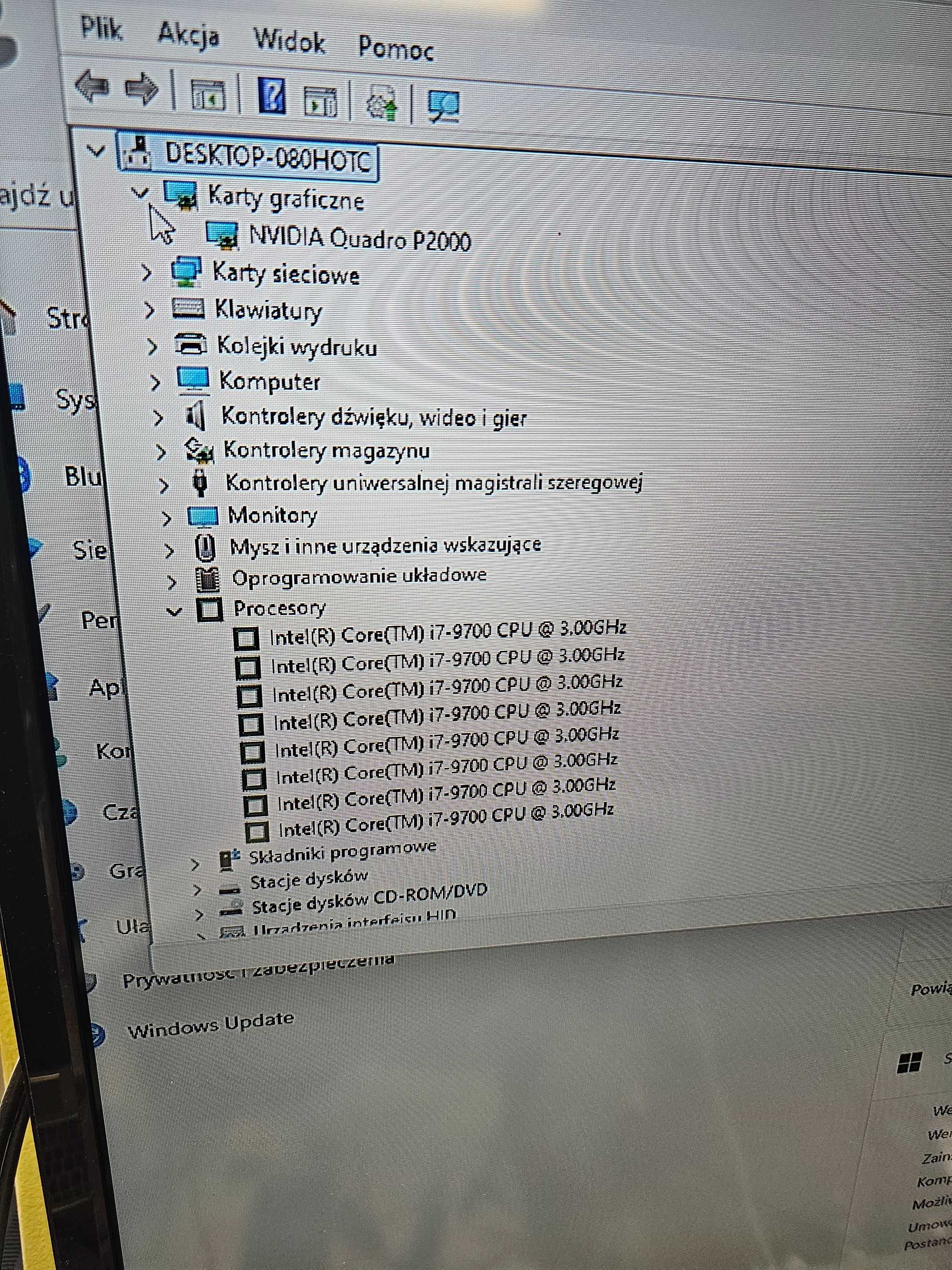 Komputer HP Z2 TOWR G4/i7-9700/32GB/1250 GB/Quadro P2000/Bioskomp