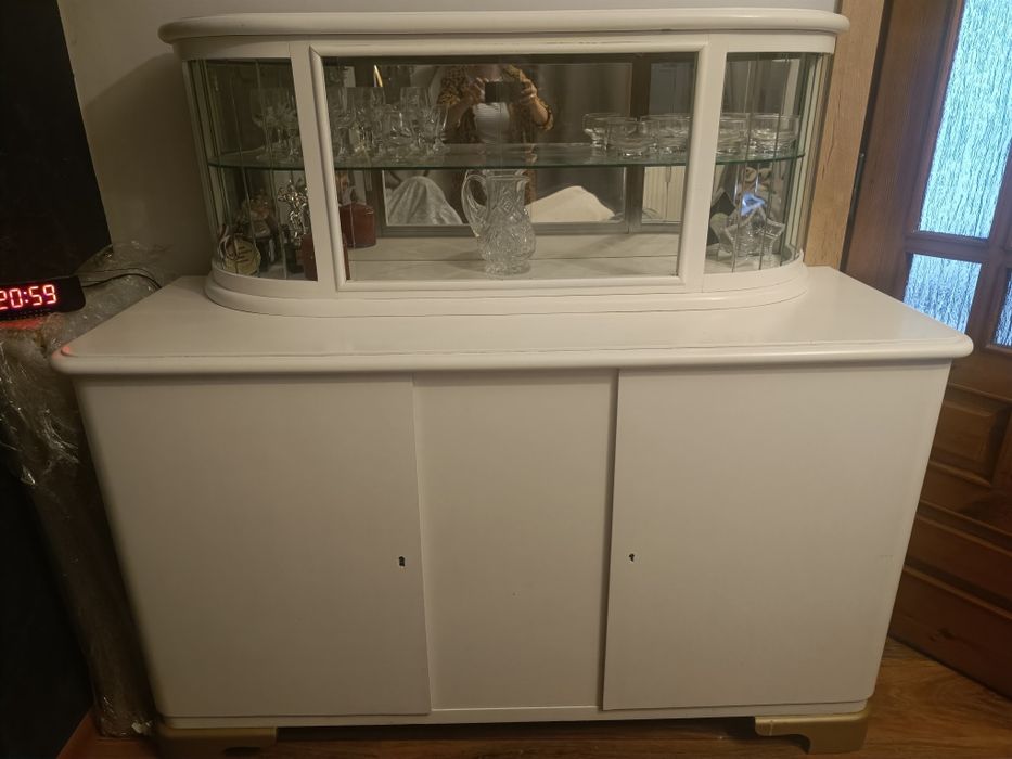 Komoda, kredens z nadstawka biały lata 60