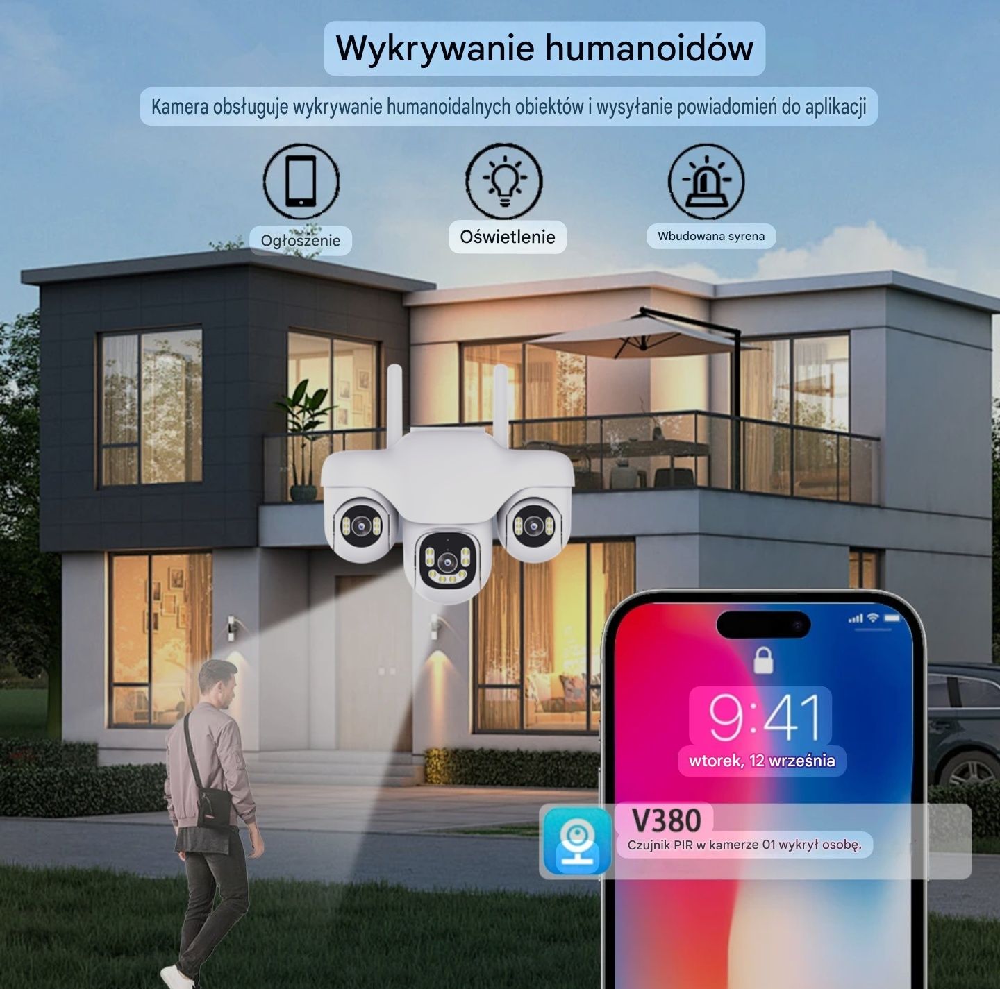 Kamera WIFI 3 obiektywy 15MP Obrotowa IP66