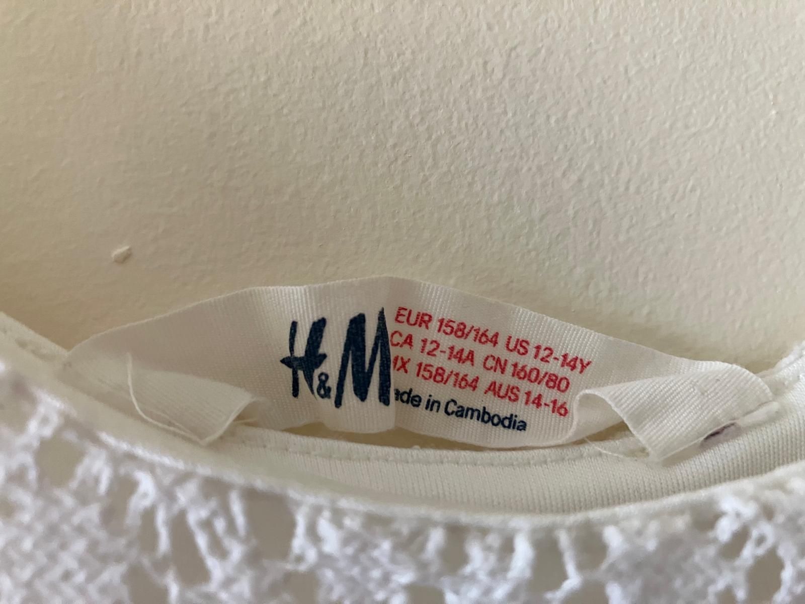 Sukienka h&m 158-164 biała śmietankowa