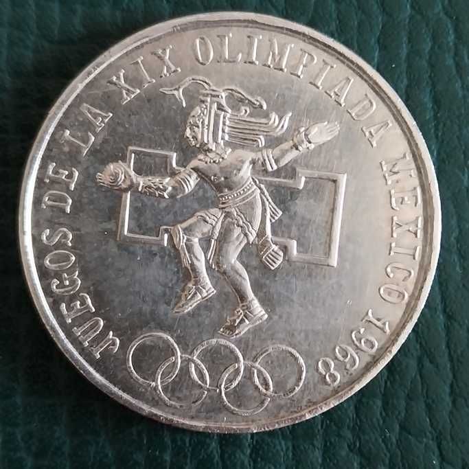 Moeda Jogos Olimpicos México 1968 25 pesos prata