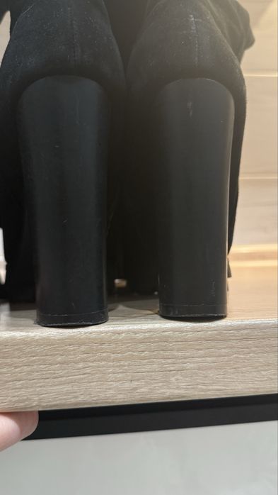 Сапожки замш натуральний 38 високий каблук