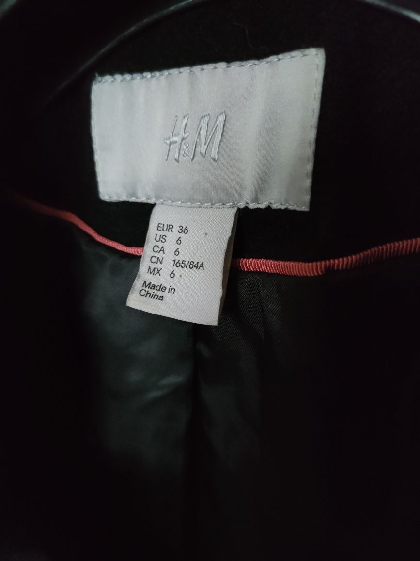 H&M wełniany płaszcz damski XS
