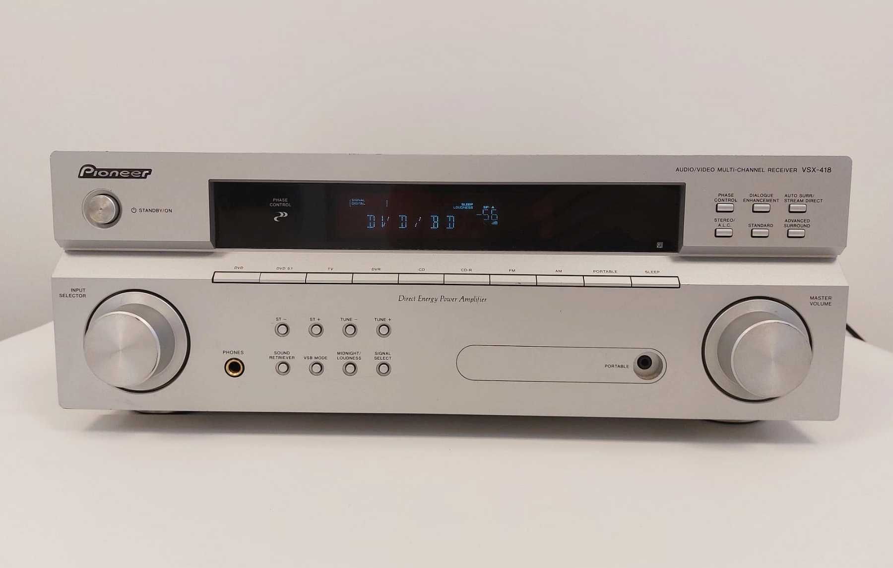 Amplituner wzmacniacz Pioneer VSX-418 srebrny, wielokanałowy kino 5.1