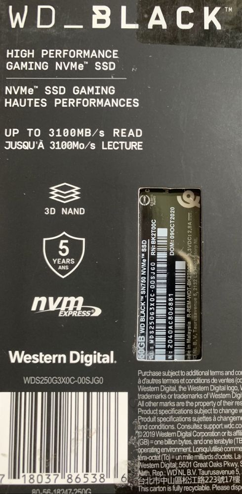 Накопичувач памяті накопитель памяти  WD-blec 250гб