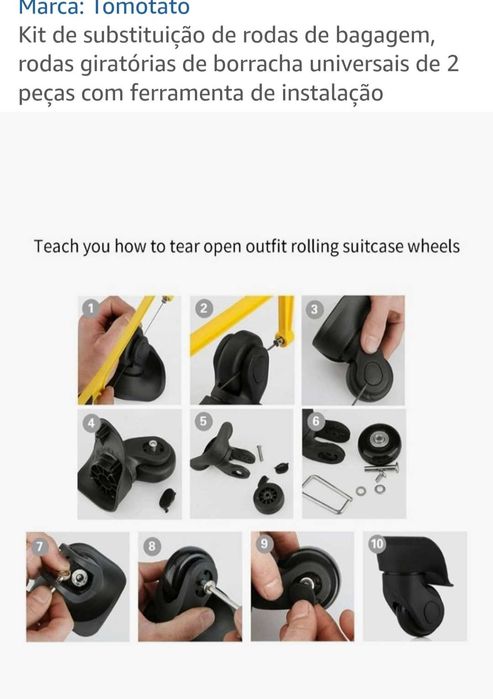 Kit substituição rodas malas viagem
