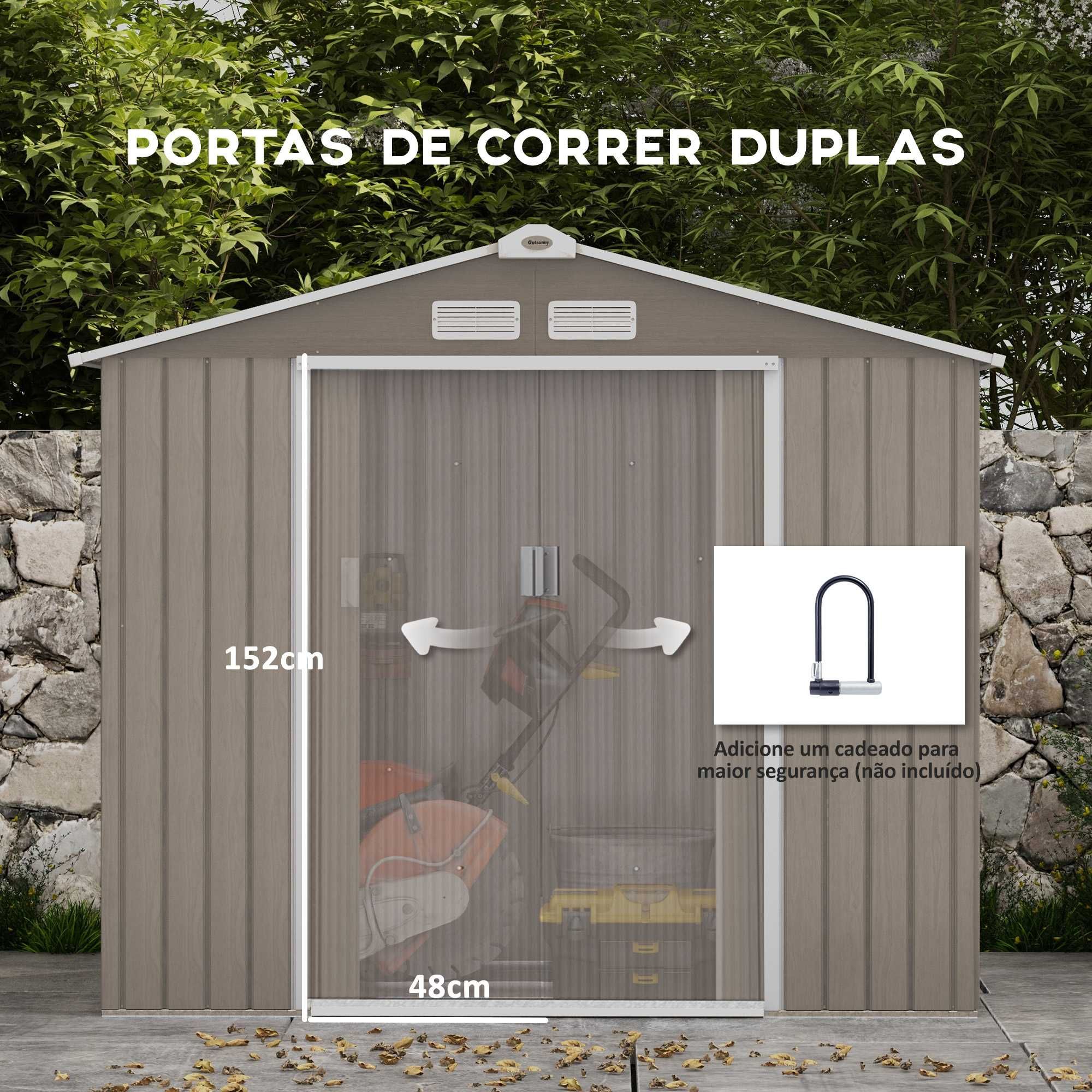 Abrigo de Jardim Metálico 213x130x185cm Efeito Madeira NOVO