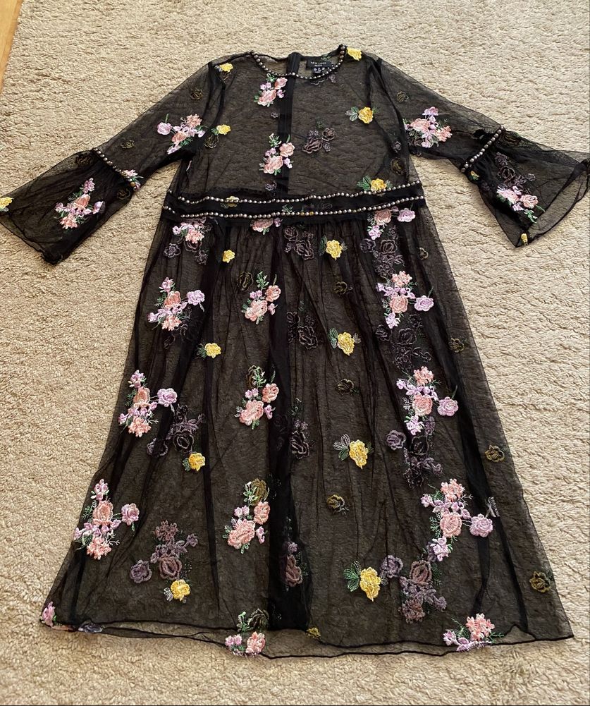 krótka czarna sukienka w kwiaty | new look