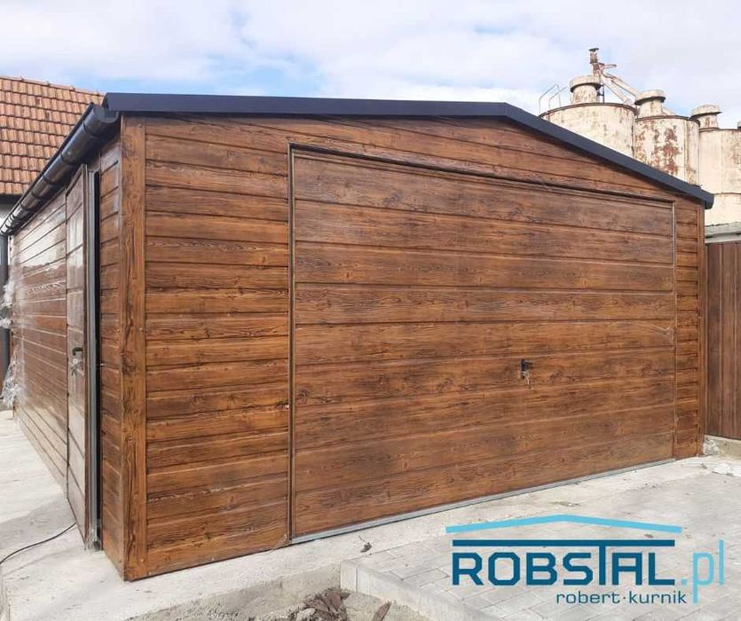 Garaż drewnopodobny 4,5x5,5 Brama uchylna MONTAŻ GRATIS