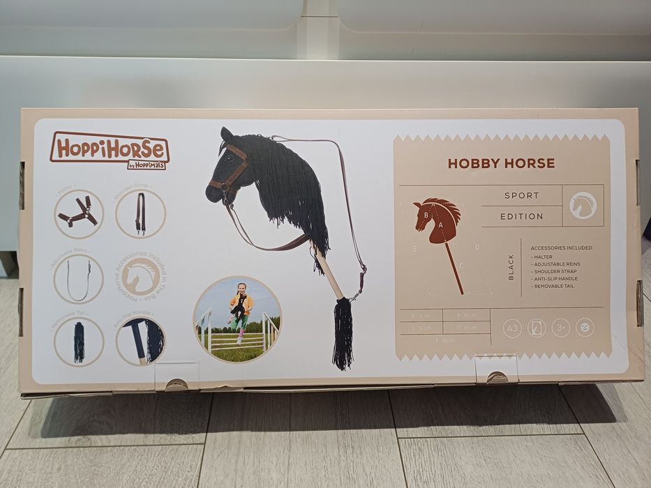 NOWY Hobby horse koń na kiju A3 Hoppihorse czarny