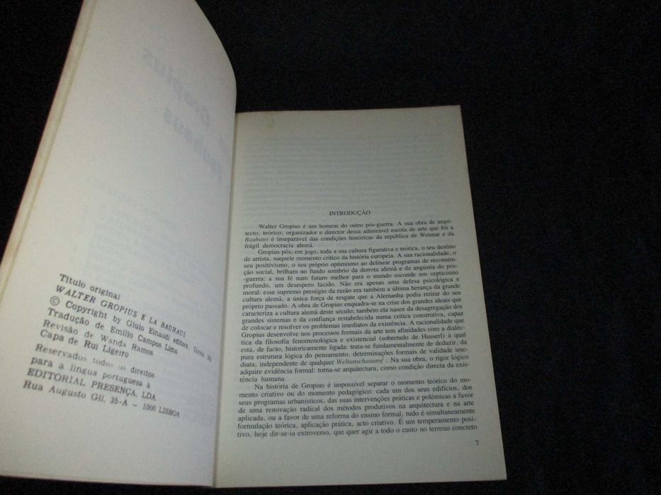Livro Walter Gropius e a Bauhaus Giulio Carlo Argan