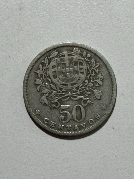 Moeda antiga Rara - 50 Centavos - Republica Portuguesa 1946