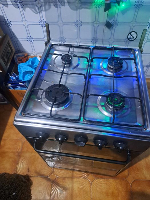Fogão a gás a funcionar