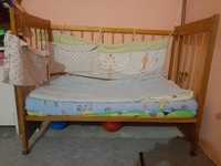 Ліжечко дитяче з матрасом матрацом без передньої стінки постіль борти