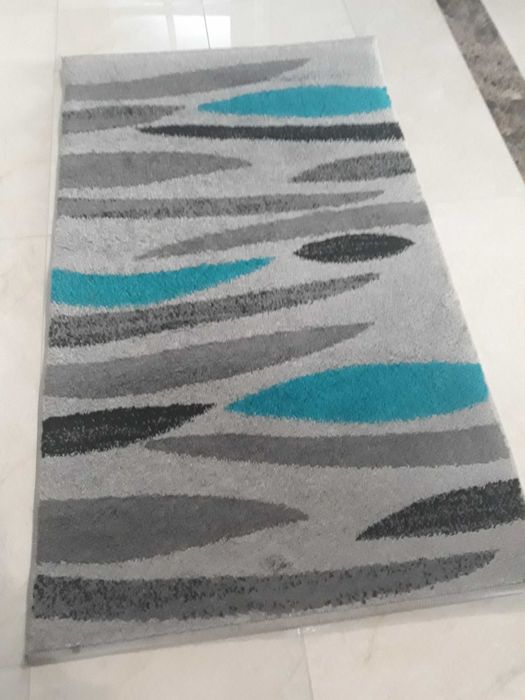 NOWY dywanik szary grey turkus niebieski czarny