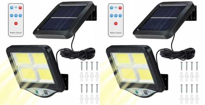 Halogen solar 128 LED na kablu 5m + pilot czujnik ruchu i zmierzchu