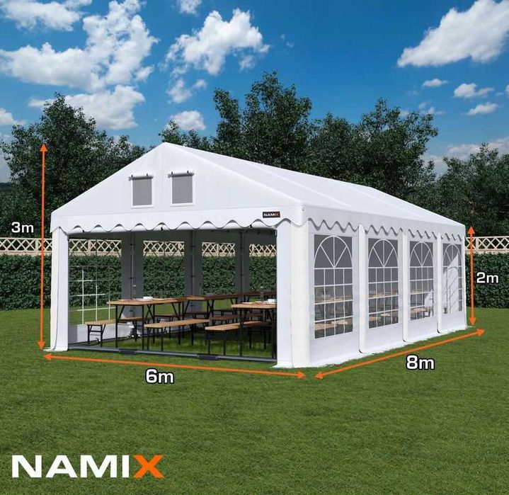 *** PROMOCJA *** Namiot GRAND 6x8m ogrodowy imprezowy WZMOCNIONY