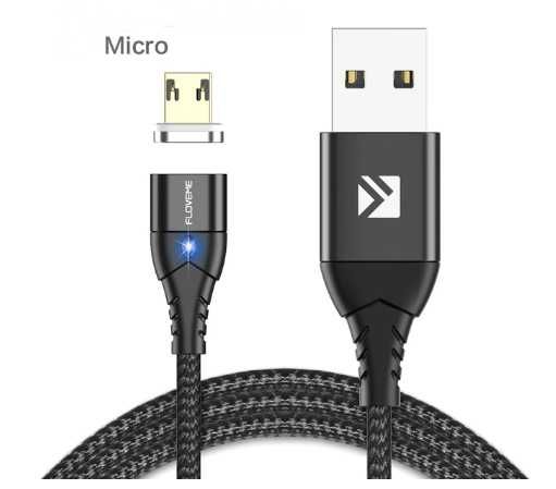 Шнур зарядка 3A Магнітний кабель телефона Micro USB Type-C Led DATA