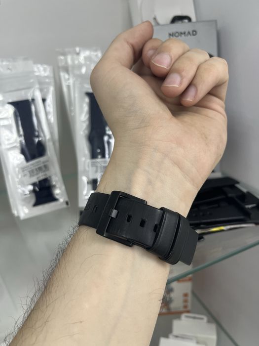Ремінець Nomad Apple Watch 42 44 45 49 каучук шкіряний чорний сірий