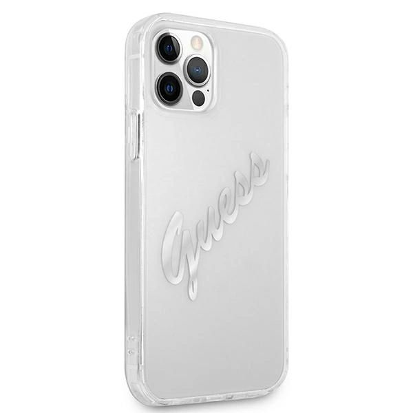 Etui Guess Vintage Script Silver Na Iphone 12 Pro Max - Przezroczyste