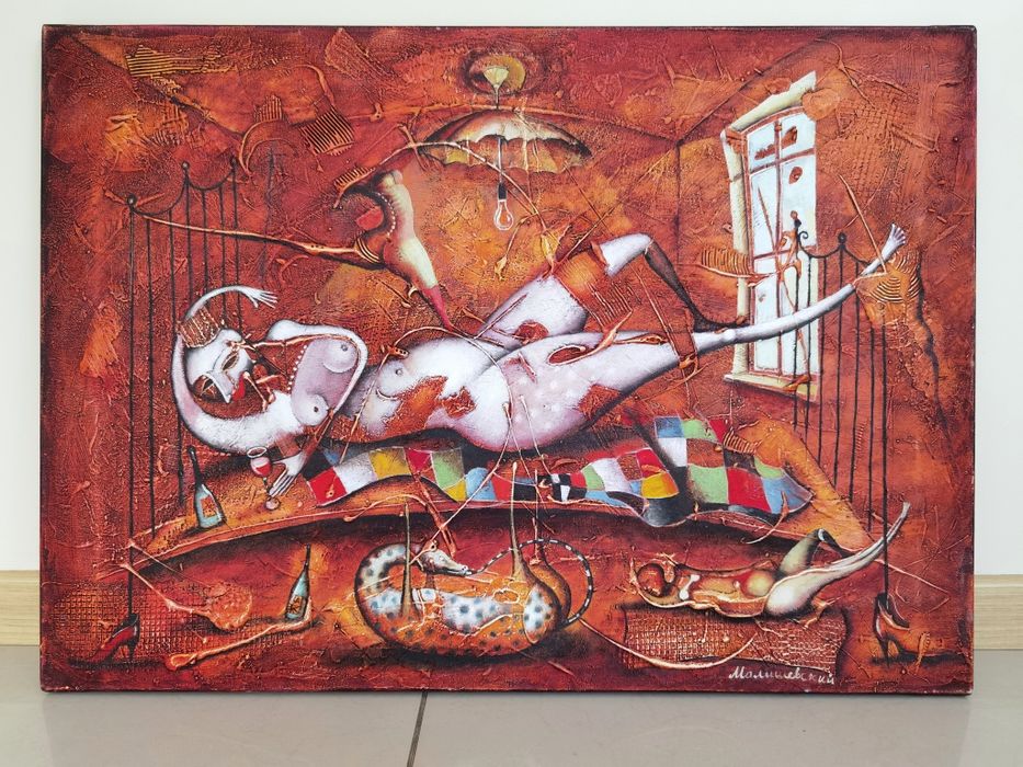 Obraz olejny S. Maliszewskiego "Utracona iluzja" 50x70cm