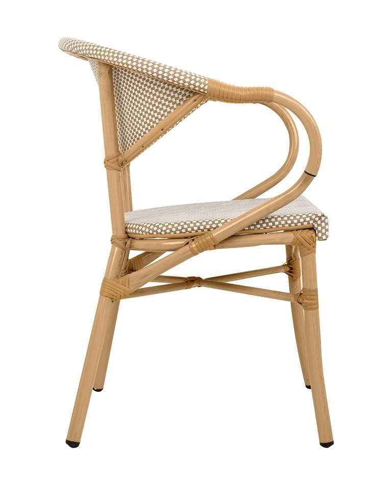 Krzesło ogrodowe na taras BISTRO PARIS ARM jasnobrązowe rattan