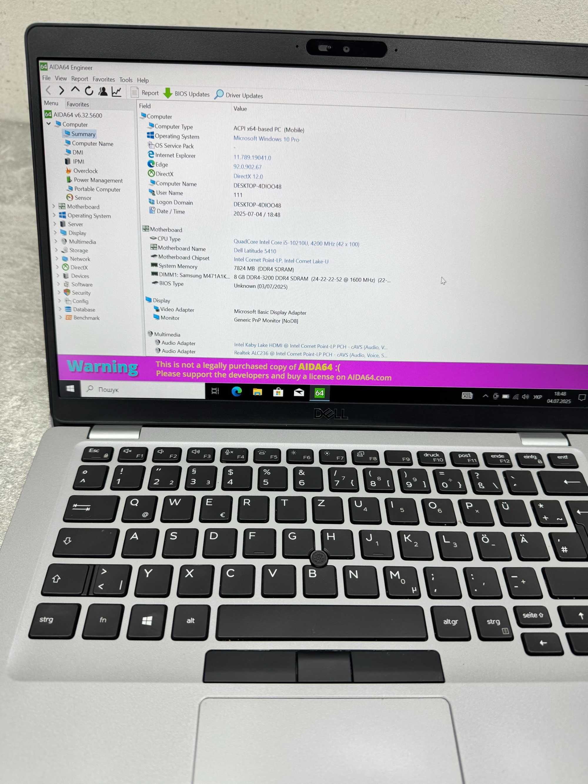 Ноутбук Dell Latitude 5410 - i5-10210U_8_256ssd