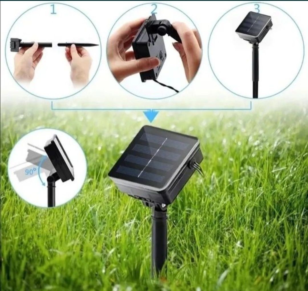 Światełka solarne wielobarwne 22 m 200led ledowe ogrodowe na balkon
