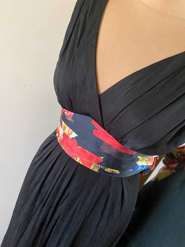 Ted baker suknia dluga maxi sukienka kolorowy pas floral kwiaty xs s