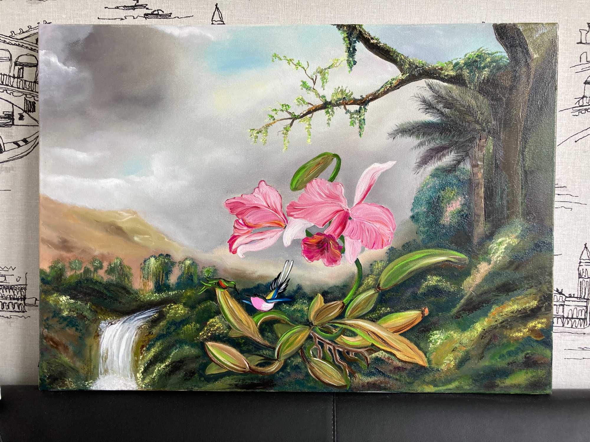 Картина олійними фарбами (маслом) Орхідея 50х70 см
